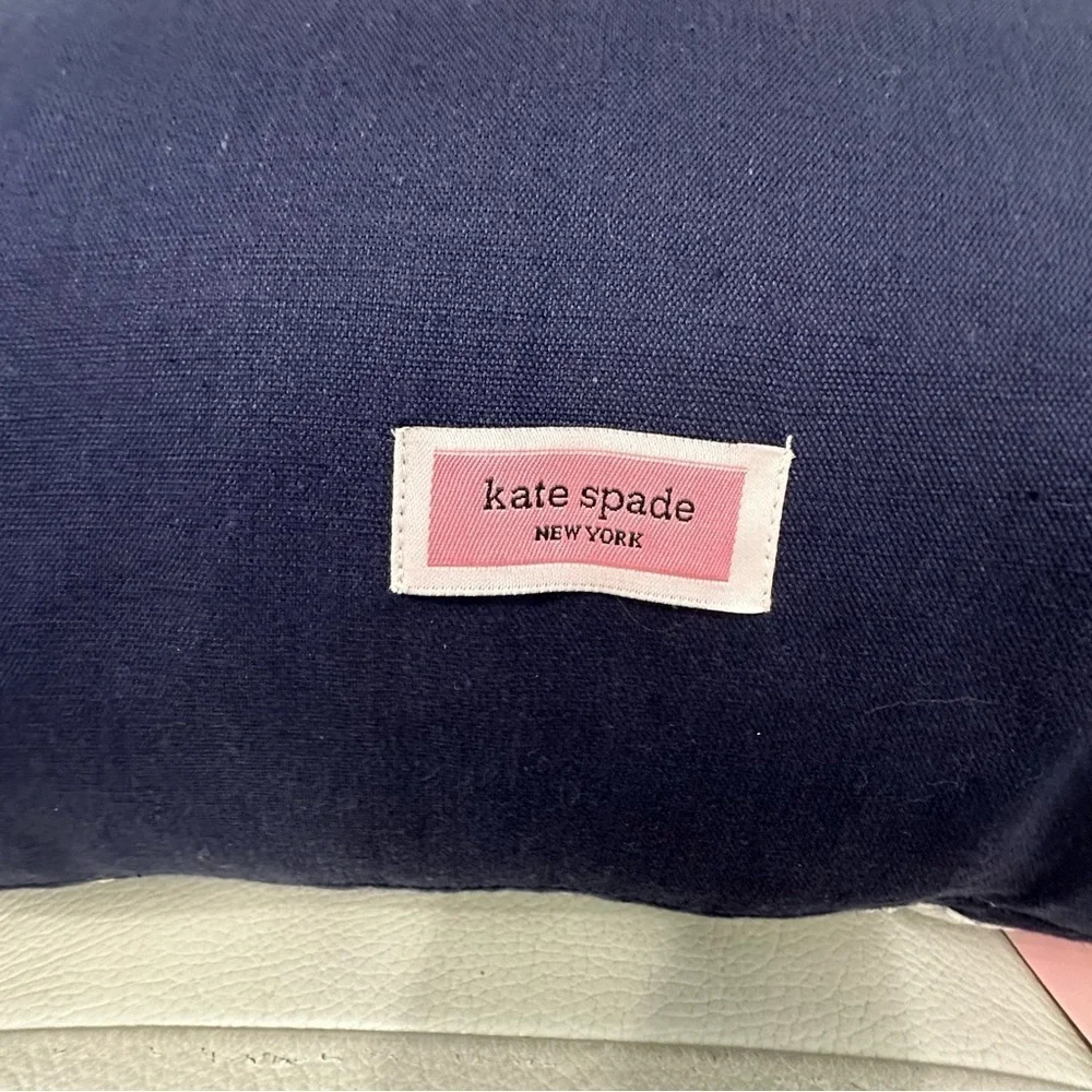 Kate Spade Scallop Row Decorative Pillow Navy Blue And White NWT Retail - $70.00